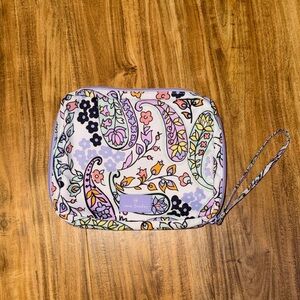 Vera Bradley women’s wipe holder travel purple Floral Paisley wrist strap fabric
